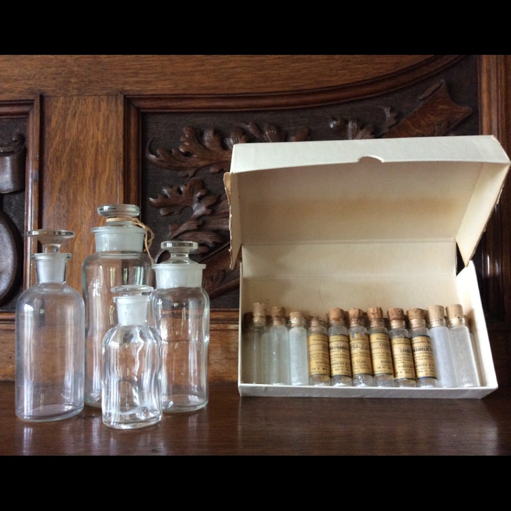 Vintage Homeopathic 24 Glass Bottles.